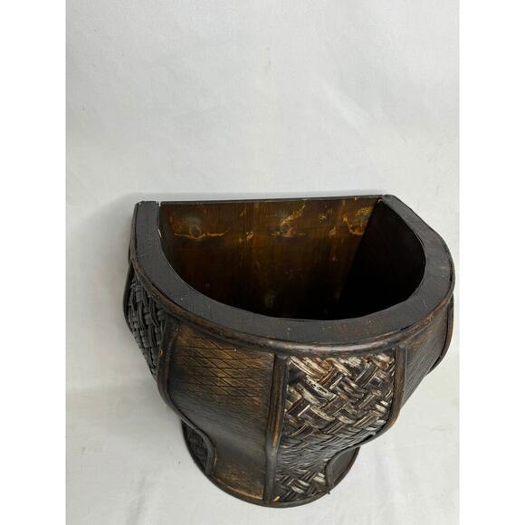 Vintage Wood & Weave Panel Decorative wall Planter - Picture 5 of 10